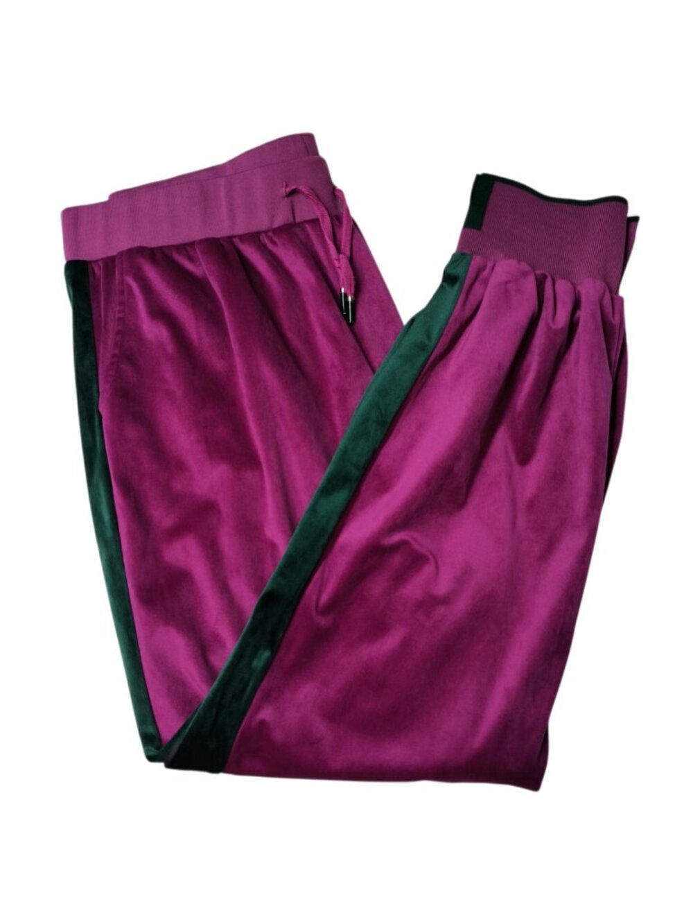 GoodTime USA Velour Jogger Pants Size 1XL Purple Green Stripe Stretch